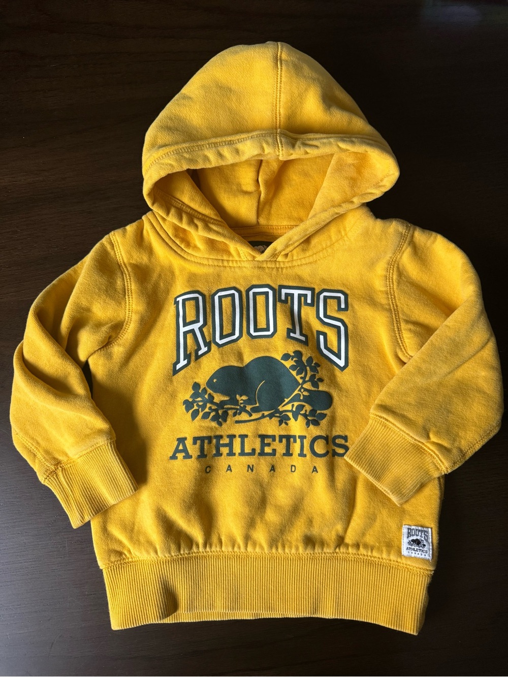 Roots Baby Toddler Kids' Yellow Green Athletics Hoodie Sweater Size 3T